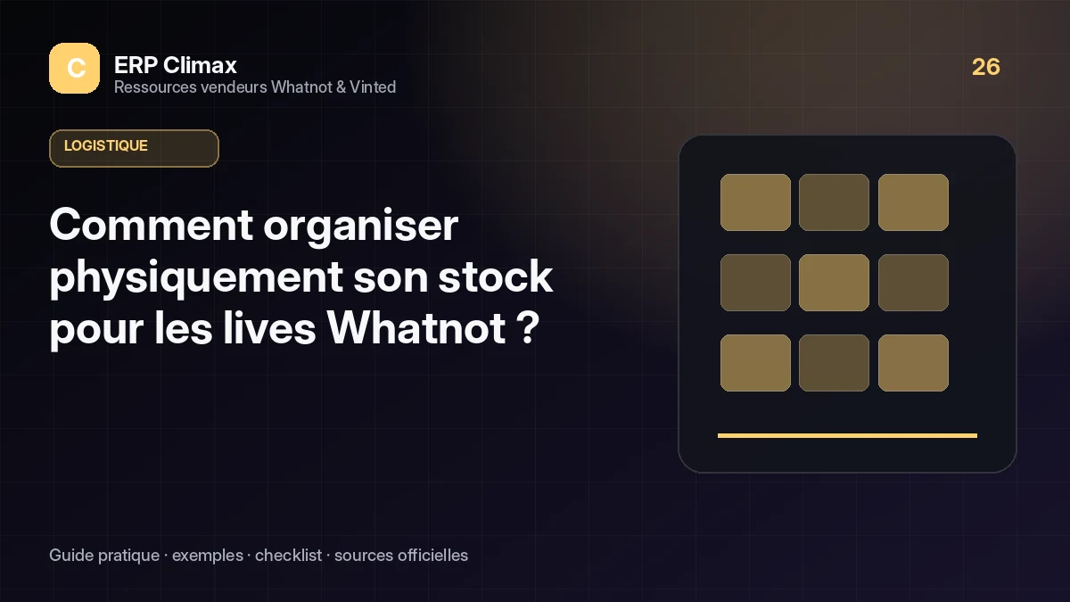 Illustration du guide : Comment organiser physiquement son stock pour les lives Whatnot ?